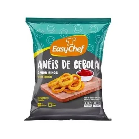 Anéis de cebola empanados congelados